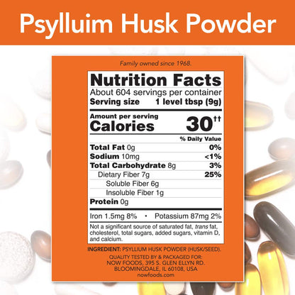 NOW Psyllium Husk Powder, 12-Pound