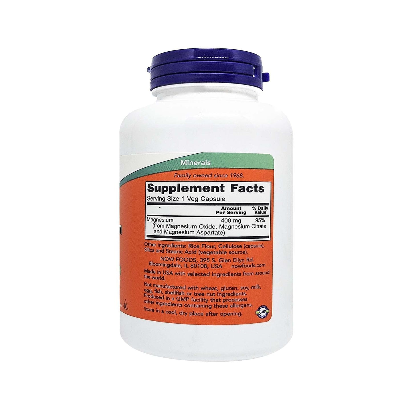 NOW Magnesium 400mg, 180 Veg Capsules