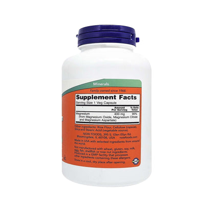 NOW Magnesium 400mg, 180 Veg Capsules