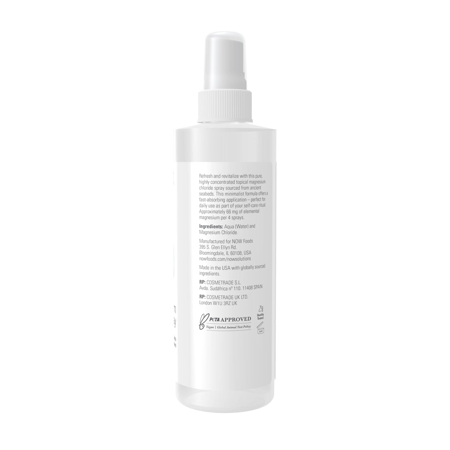 NOW Foods Solutions, Magnesium Topical Spray, from the Ancient Seabed, Highly Concentrated, 8 Fl Oz (Pack of 1)