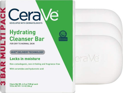 CeraVe Hydrating Cleanser Bar, Face Wash with 5% Moisturizing Cream, 3-Pack