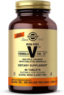 Solgar Iron-Free Formula VM-75, 90 Tablets - Vitamins A, B6, B12, C, D, E