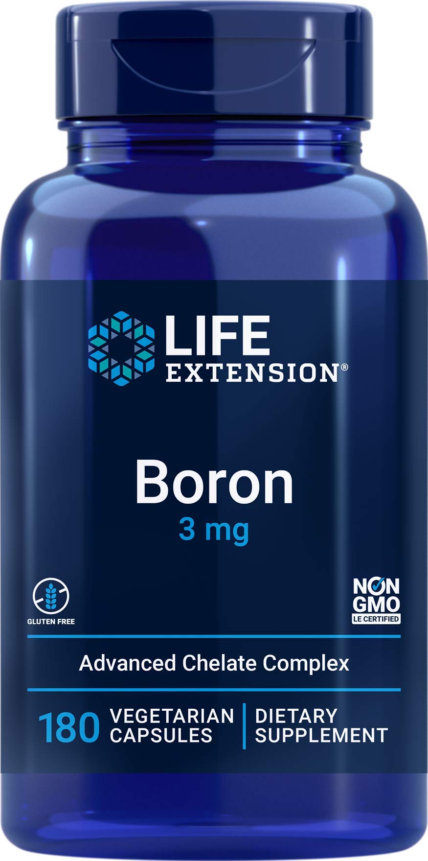 Life Extension Boron 3mg, 180 Veg Caps, Enhanced with 25mg of Vitamin B2
