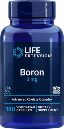 Life Extension Boron 3mg, 180 Veg Caps, Enhanced with 25mg of Vitamin B2