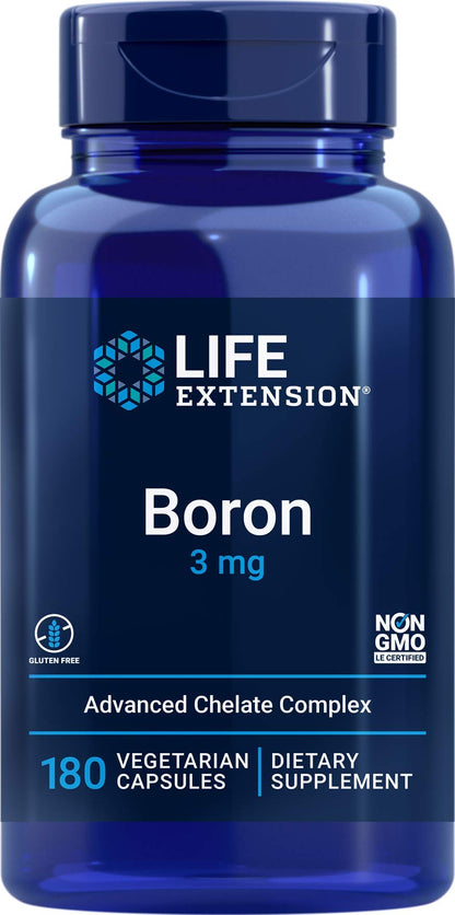 Life Extension Boron 3mg, 180 Veg Caps, Enhanced with 25mg of Vitamin B2