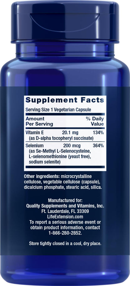 Life Extension Super Selenium Complex 200 mcg & Vitamin E, 100 Veg Caps (Pack of 2)
