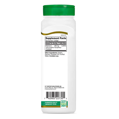 21st Century Vitamin E 400 IU Softgels, Antioxidant & Heart, 250 Count