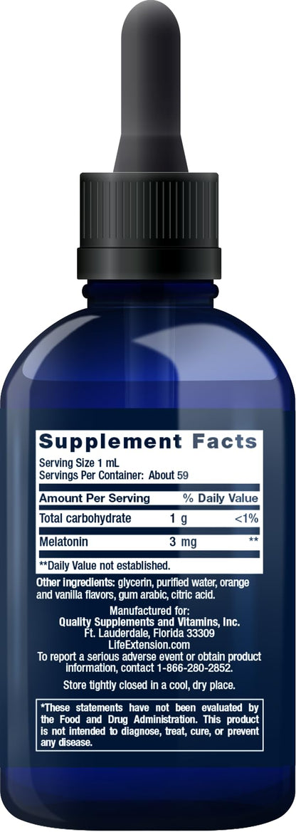Life Extension Fast-Acting Liquid Melatonin (Citrus-Vanilla), 2 Fluid Ounces (Pack of 2)