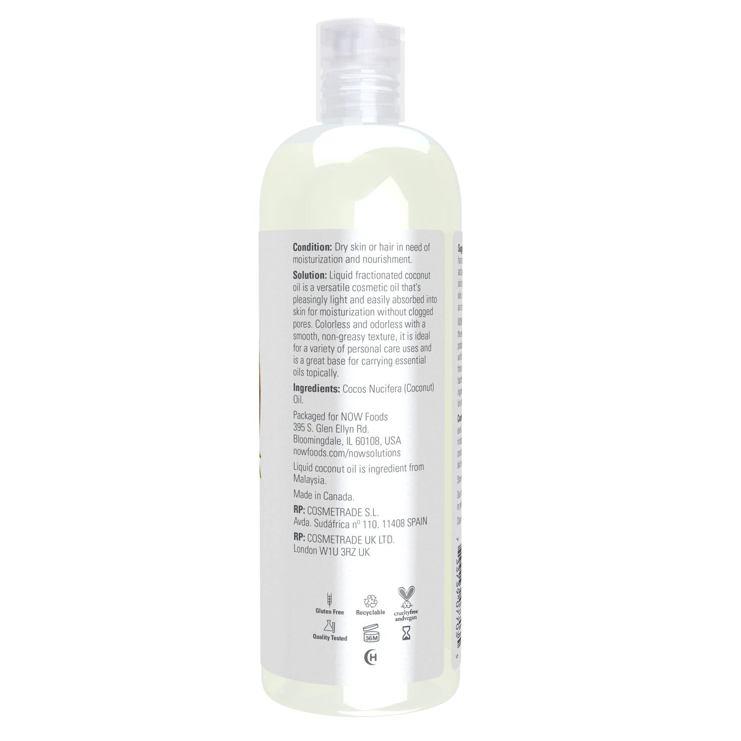 NOW Solutions, Liquid Coconut Oil, Light and Nourishing, Promotes Healthy-Looking Skin and Hair, 16-Ounce (Pack of 2)