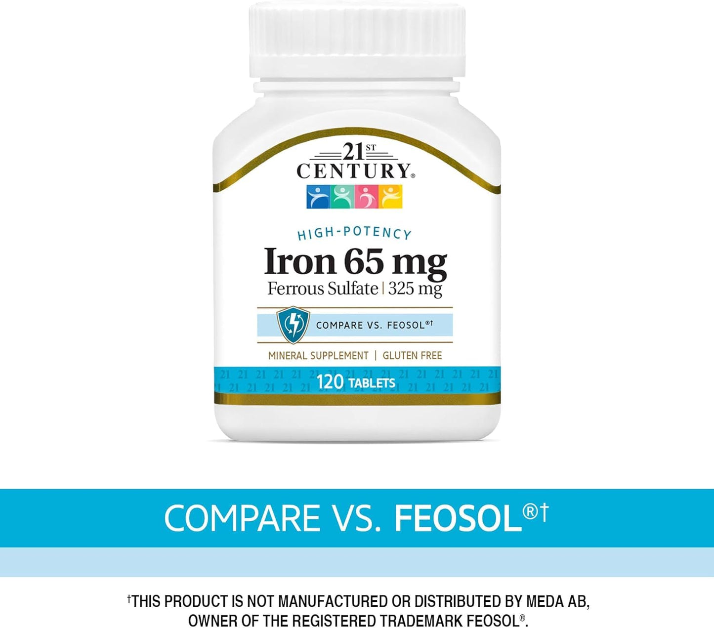 21st Century Maximum Strength Iron 65mg Tablets, Energy Support, 120 Count