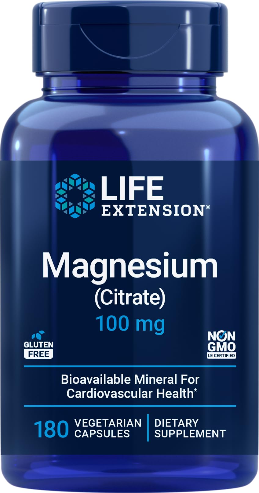 Life Extension Magnesium Citrate 100mg, 180 Vegetarian Capsules