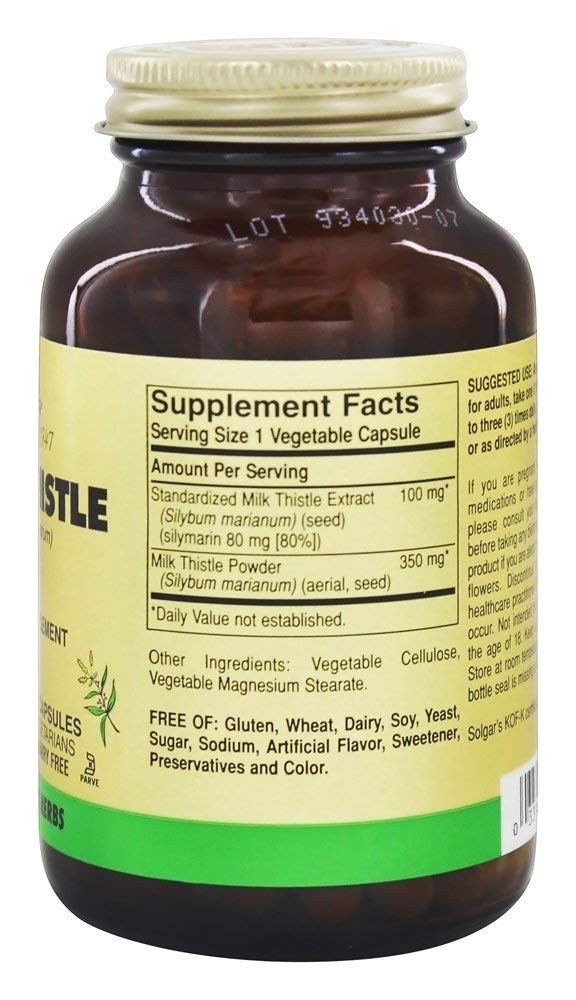 Solgar - Full Potency Milk Thistle, 100 Vegetable Capsules
