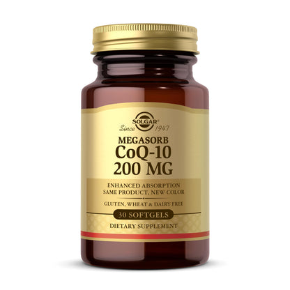 Solgar Megasorb CoQ-10 200 mg - 30 Softgels - Enhanced Absorption - Gluten Free, Dairy Free - 30 Servings