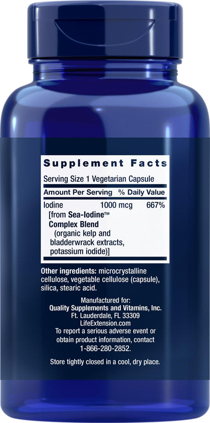 Life Extension Sea-Iodine Capsules, 1000 mcg, 150 Veg Caps, Natural Iodine Supplement from Kelp and Bladderwack