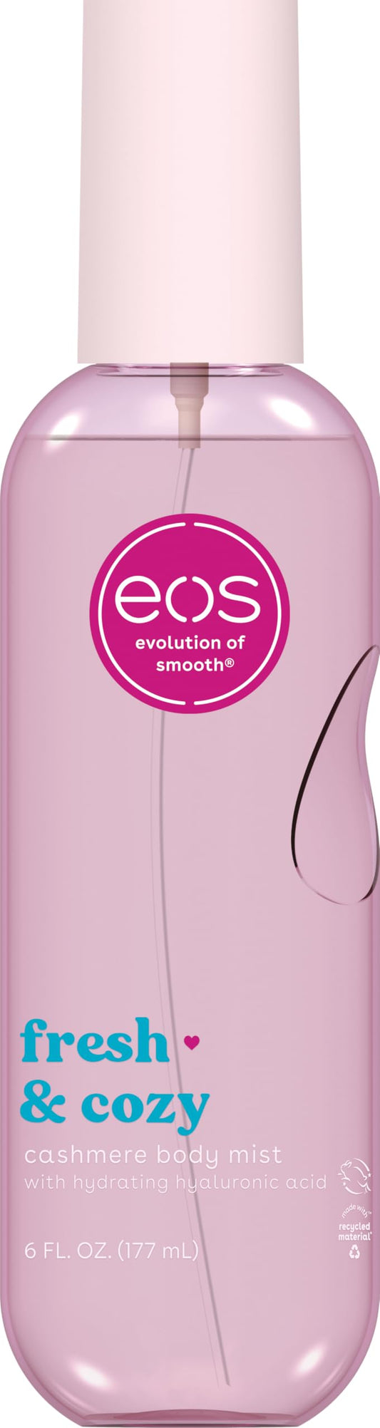 eos Cashmere Body Mist, Fresh & Cozy, Body Spray for Women, Hair Mist, Moisturizing, Hyaluronic Acid, Glycerin, Vegan, Cruelty-free, 6 fl oz