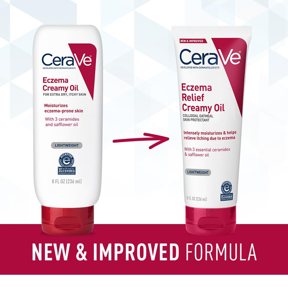 CeraVe Eczema Relief Creamy Body Oil, Body Cream & Lotion for Dry Skin, 8oz