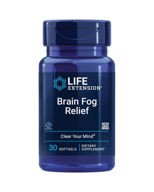 Life Extension Brain Fog Relief, Mango Leaf Extract, standardized Peppermint Oil, nootropic Brain Supplement for Clarity and Focus, Fast-Acting, Caffeine-Free, Gluten Free, Non-GMO, 30 softgels