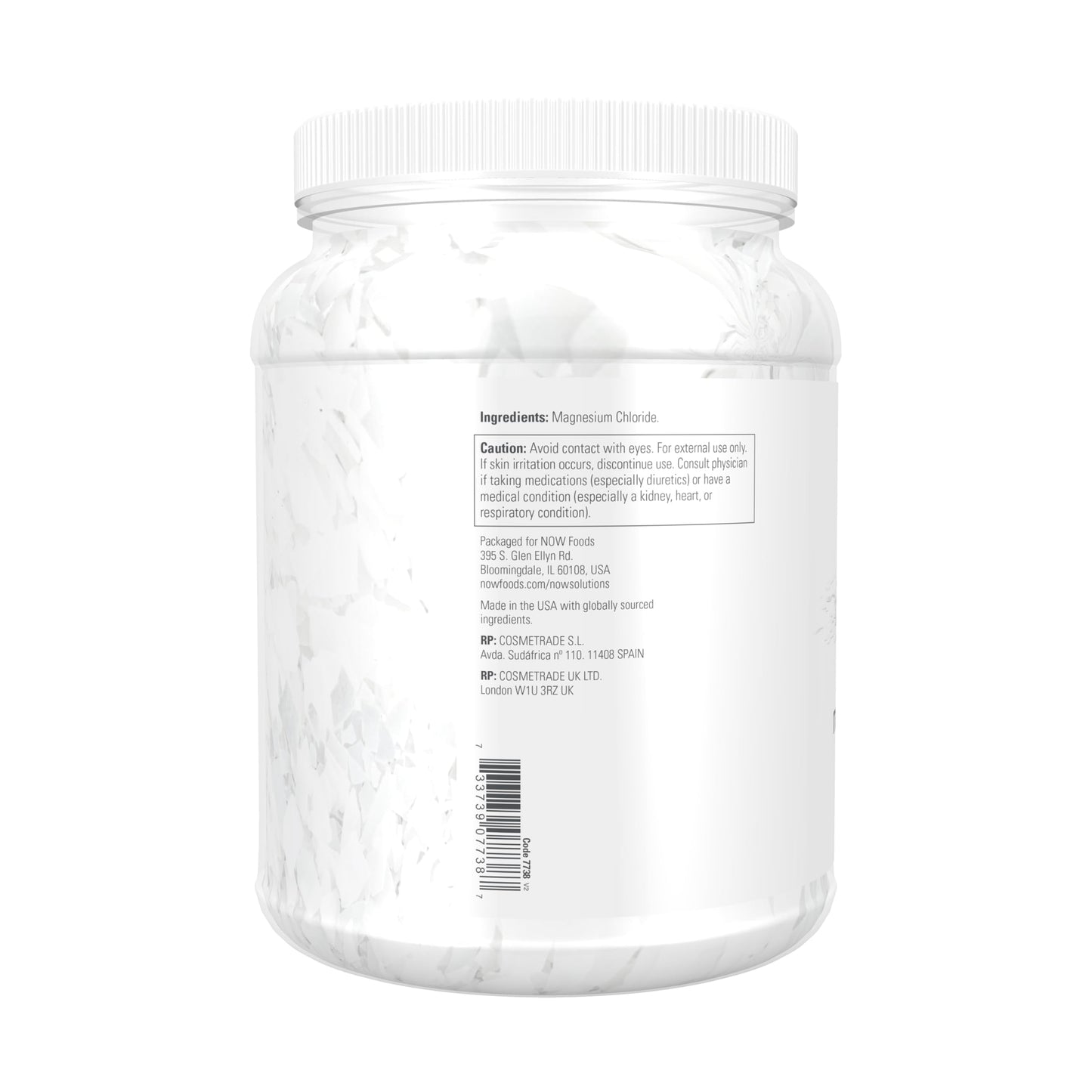 NOW Foods Solutions, Magnesium Flakes, 100% Pure, from the Ancient Seabed, Highly Concentrated, 54-Ounce