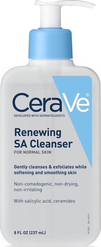 CeraVe Renewing Salicylic Acid Cleanser, BHA Exfoliating Face Wash, 8oz