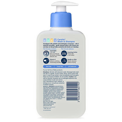 CeraVe Baby 2-in-1 Wash & Shampoo with Vitamin E for Hair & Skin, 8oz