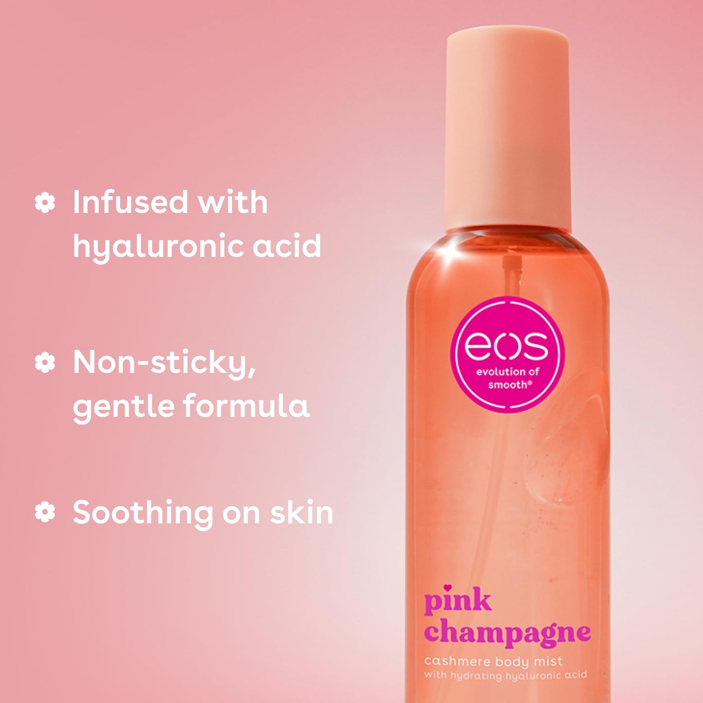 eos Cashmere Body Mist- Pink Champagne, Body Spray for Women, 6 fl oz