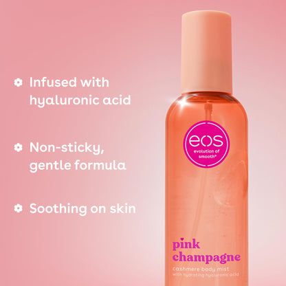 eos Cashmere Body Mist- Pink Champagne, Body Spray for Women, 6 fl oz