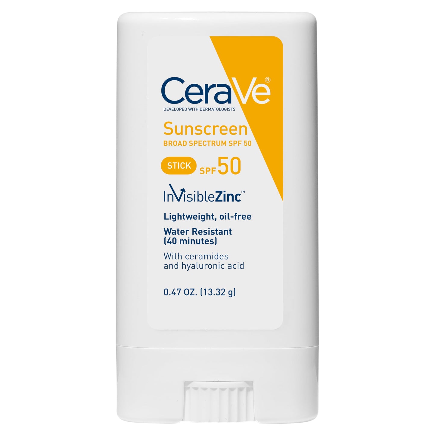 CeraVe Mineral Sunscreen Stick, SPF 50 Face Sunscreen, Travel Size, 0.47oz