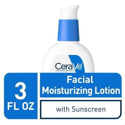 CeraVe AM Facial Moisturizing Lotion SPF 30 | Oil-Free Face Moisturizer with Sunscreen | Non-Comedogenic | 3 Ounce