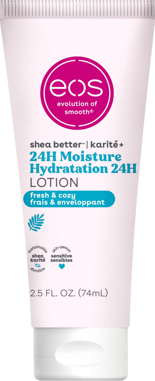 eos 24H Moisture Travel Body Lotion- Fresh & Cozy, Mini Size, 2.5 fl oz
