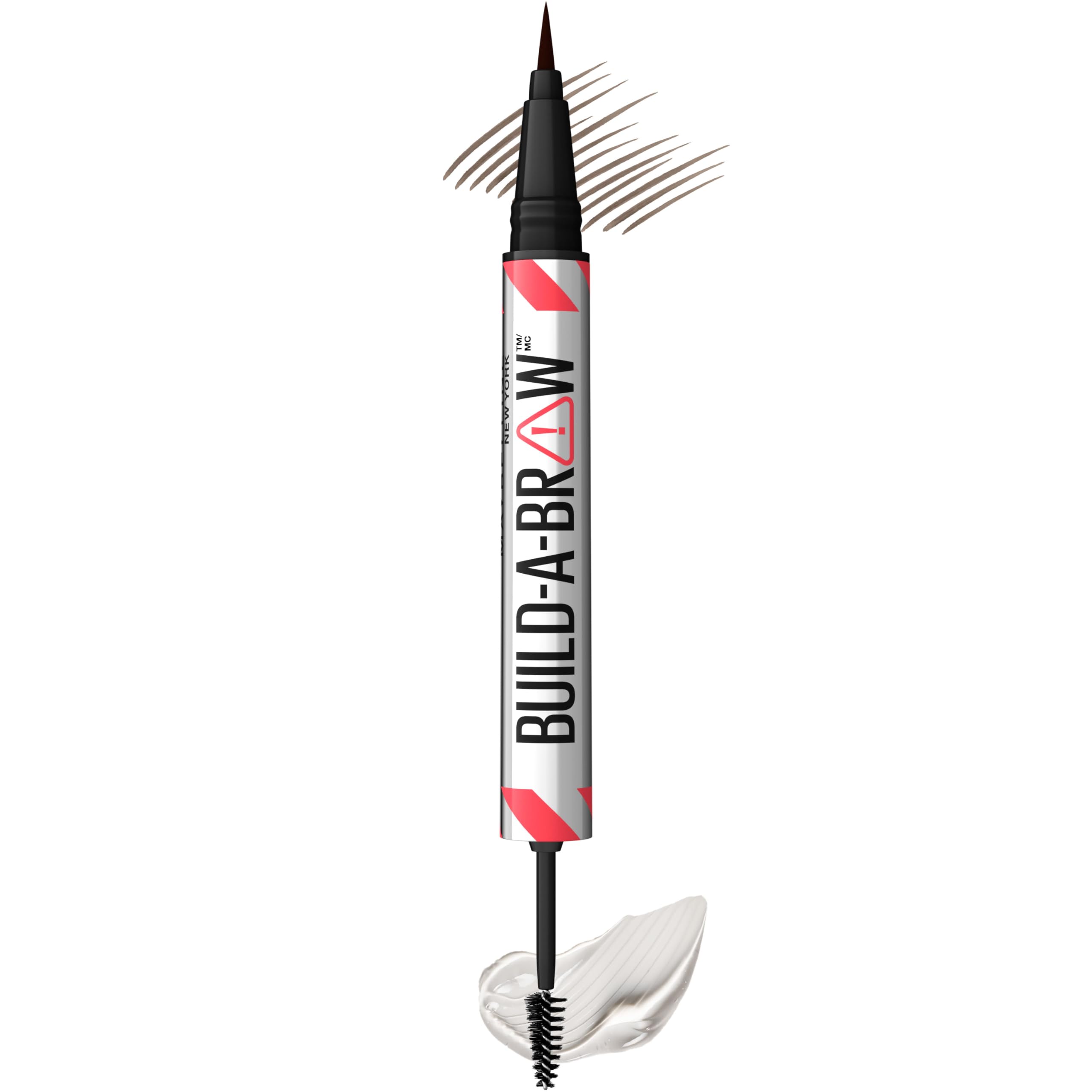Maybelline Build-A-Brow 2-in-1 Brow Pen and Sealing Eyebrow Gel, Eyebrow Makeup for Real-Looking, Fuller Brows, Ash Brown, 1 Count