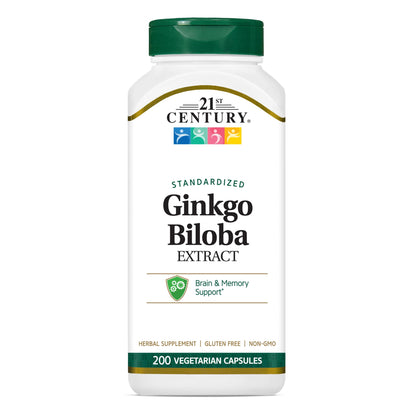 21st Century Ginkgo Biloba Extract Capsules, Memory & Brain, 200 Count
