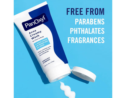 PanOxyl Acne Creamy Wash, 4% Benzoyl Peroxide 6 Ounce, (Pack of 2)