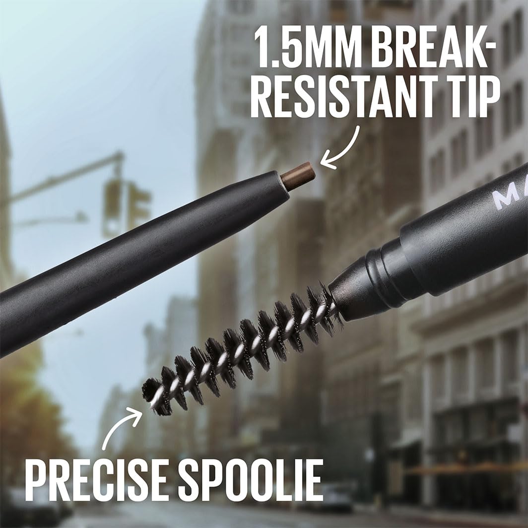 Maybelline Express Brow Ultra Slim Eyebrow Makeup, Brow Pencil with Precision Tip and Spoolie for Defined Eyebrows, Taupe (Packaging May Vary)