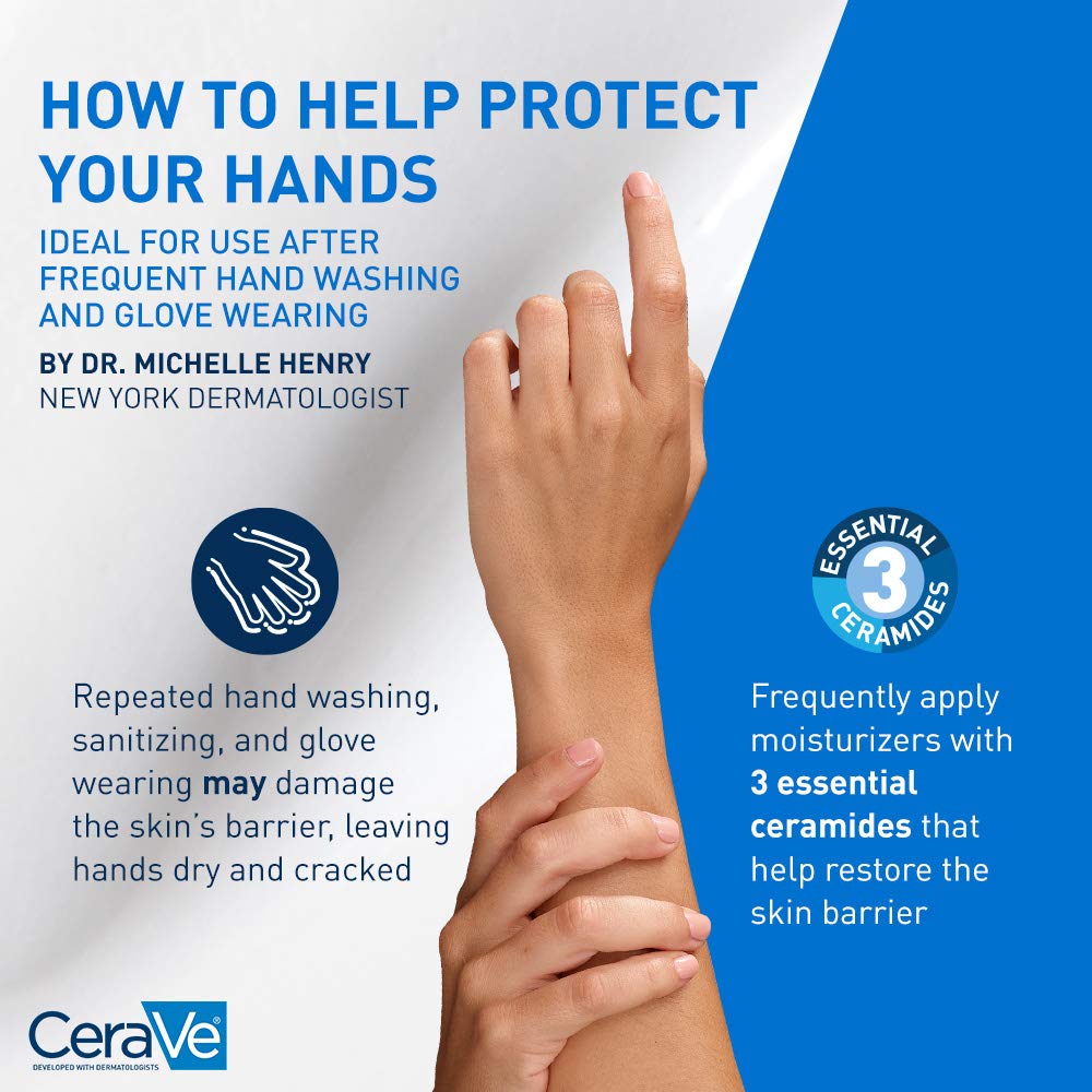 CeraVe Therapeutic Hand Cream, Hyaluronic Acid & Niacinamide Lotion, 3oz