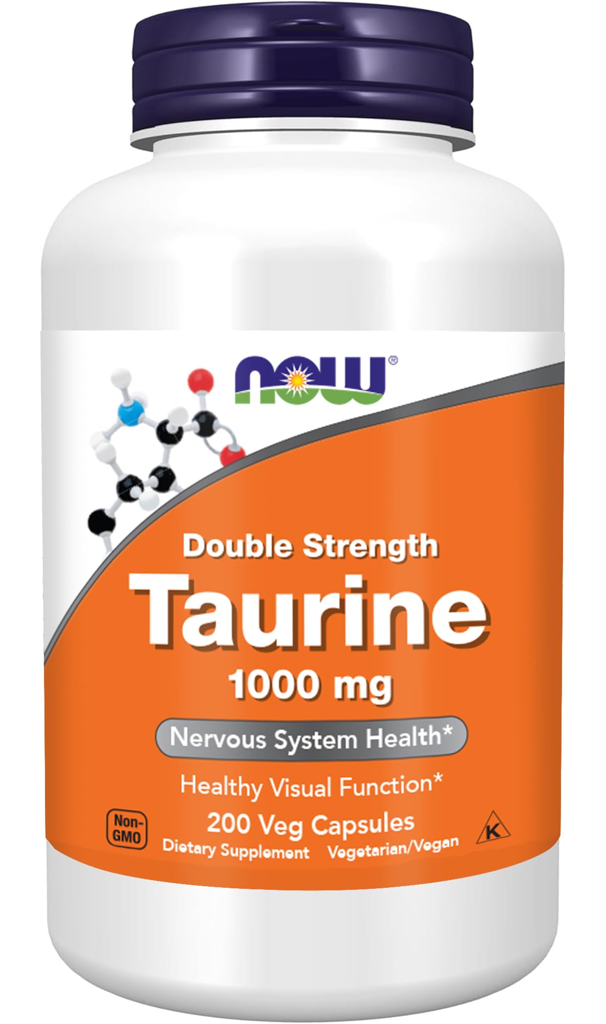 NOW Foods Supplements, Taurine 1,000 mg, Double Strength, Nervous System Health*, 200 Veg Capsules