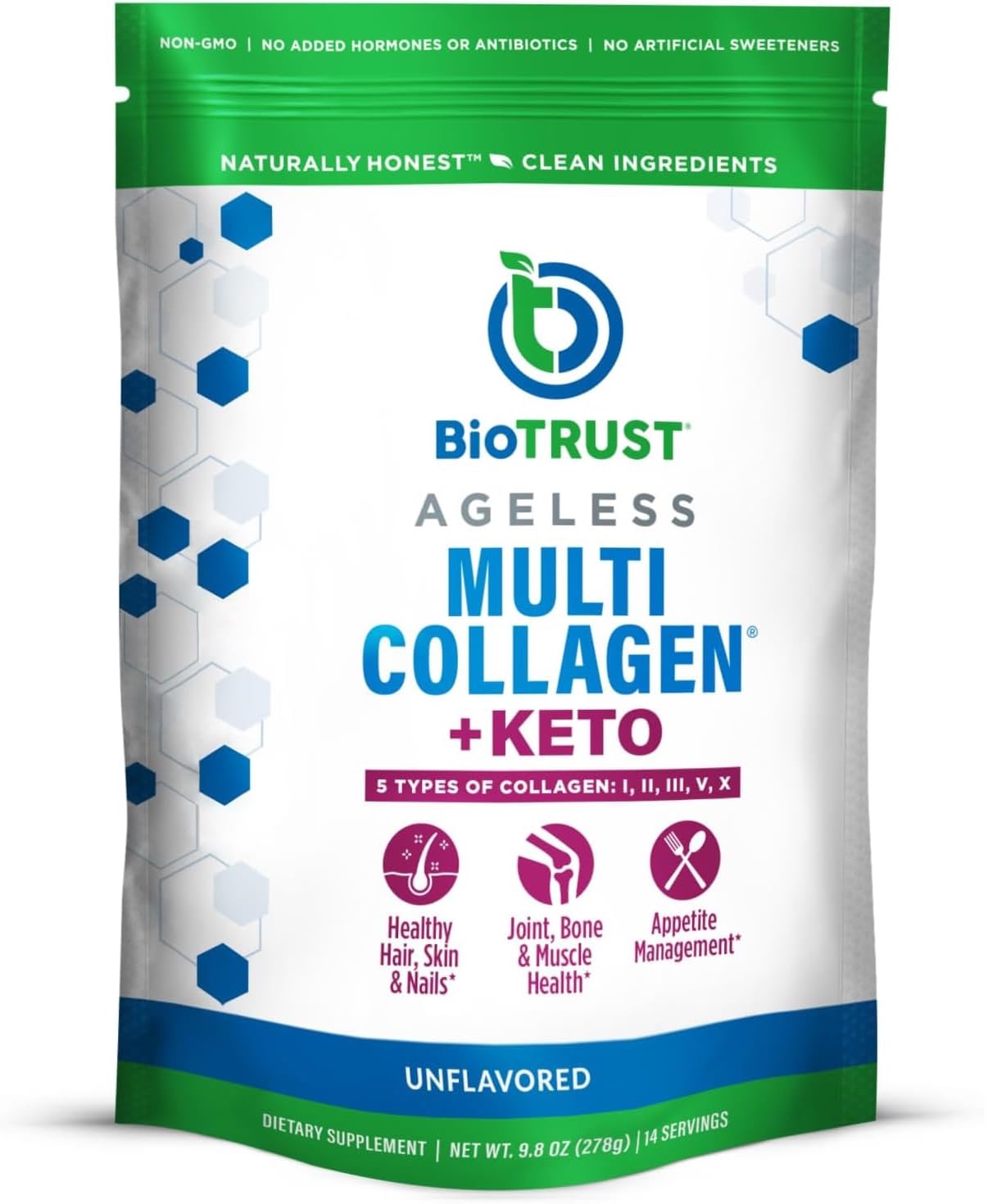 BioTrust Multi Collagen Protein Powder + Keto MCT Oil - 5 Types (I, II, III, V, X) & 100% Caprylic Acid C8 - Support Elevated Ketones, Metabolism, Joints & Beauty All in 1 Collagen Powder (Unflavored)