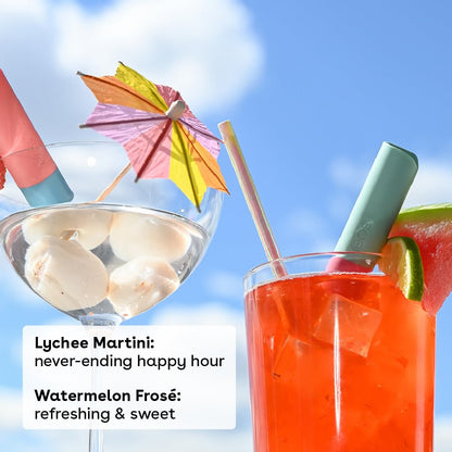 eos 100% Natural Lip Balm Sticks- Watermelon Frosé & Lychee Martini, 2-Pack
