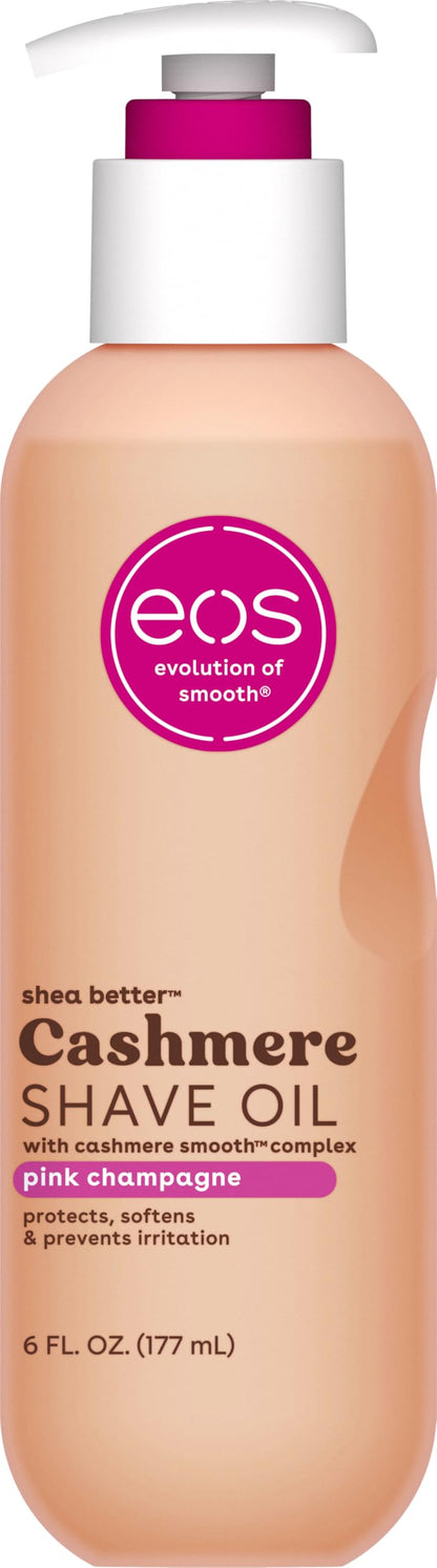 eos Cashmere Shave Oil- Pink Champagne, Moisturizing Shea Butter, 6 fl oz