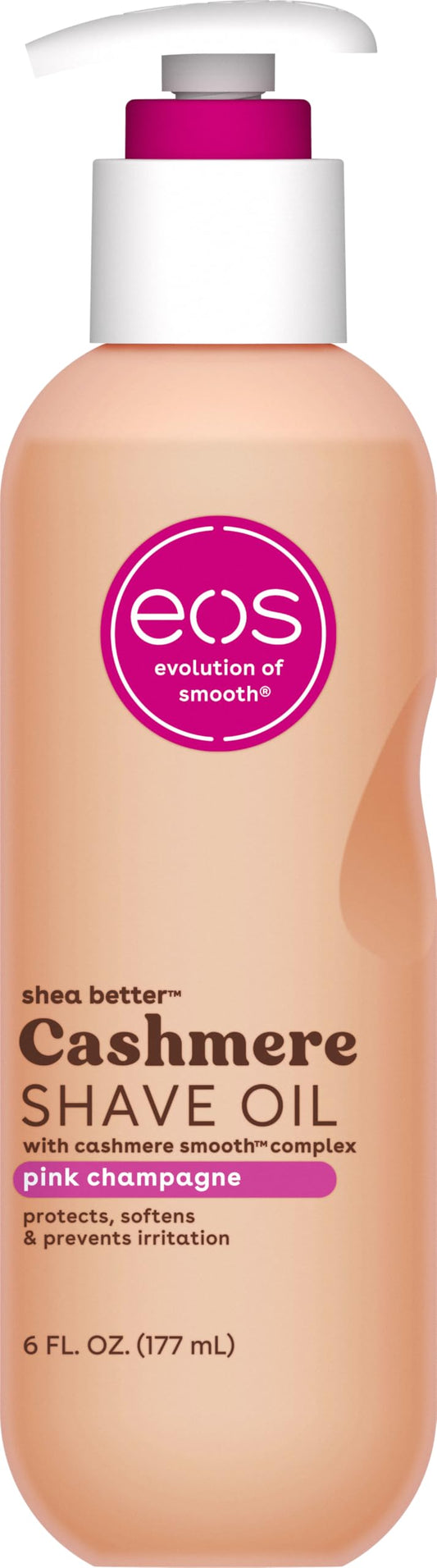 eos Cashmere Shave Oil- Pink Champagne, Moisturizing Shea Butter, 6 fl oz