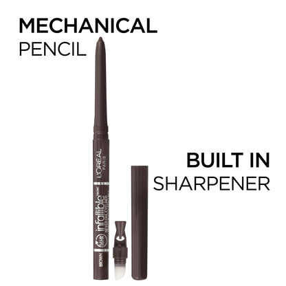 L'Oreal Paris Makeup Infallible Never Fail Original Mechanical Pencil Eyeliner with Built in Sharpener, Black Brown, 0.008 oz., 1 Count