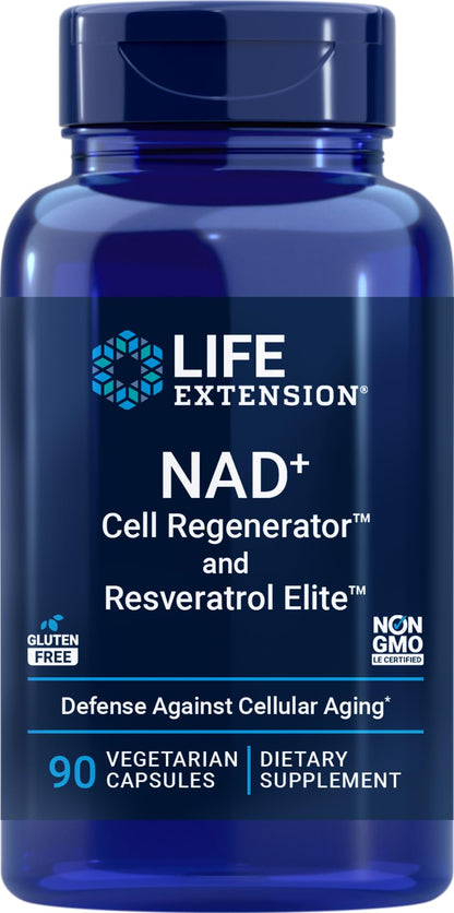 Life Extension NAD+ Cell Regenerator and Resveratrol Elite, 90 Veg Caps