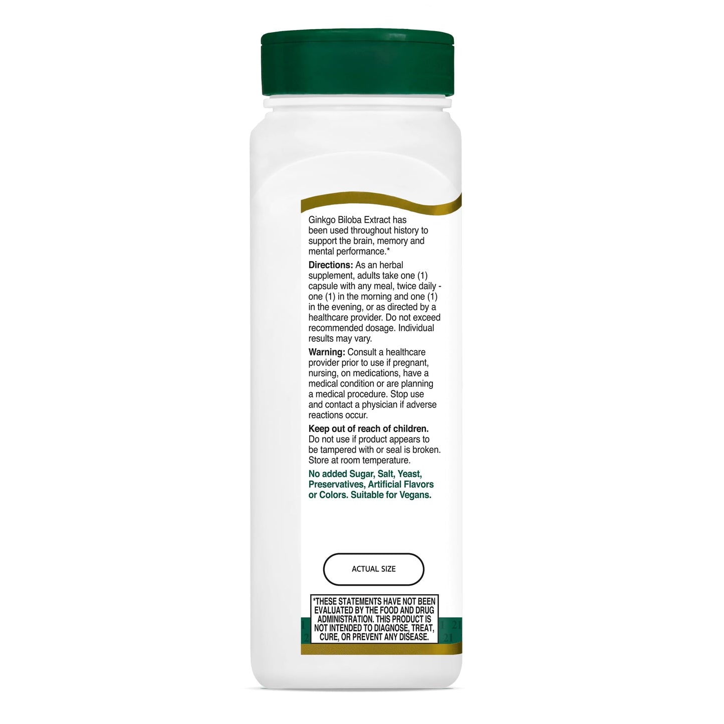 21st Century Ginkgo Biloba Extract Capsules, Memory & Brain, 200 Count