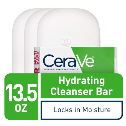 CeraVe Hydrating Cleanser Bar, Face Wash with 5% Moisturizing Cream, 3-Pack