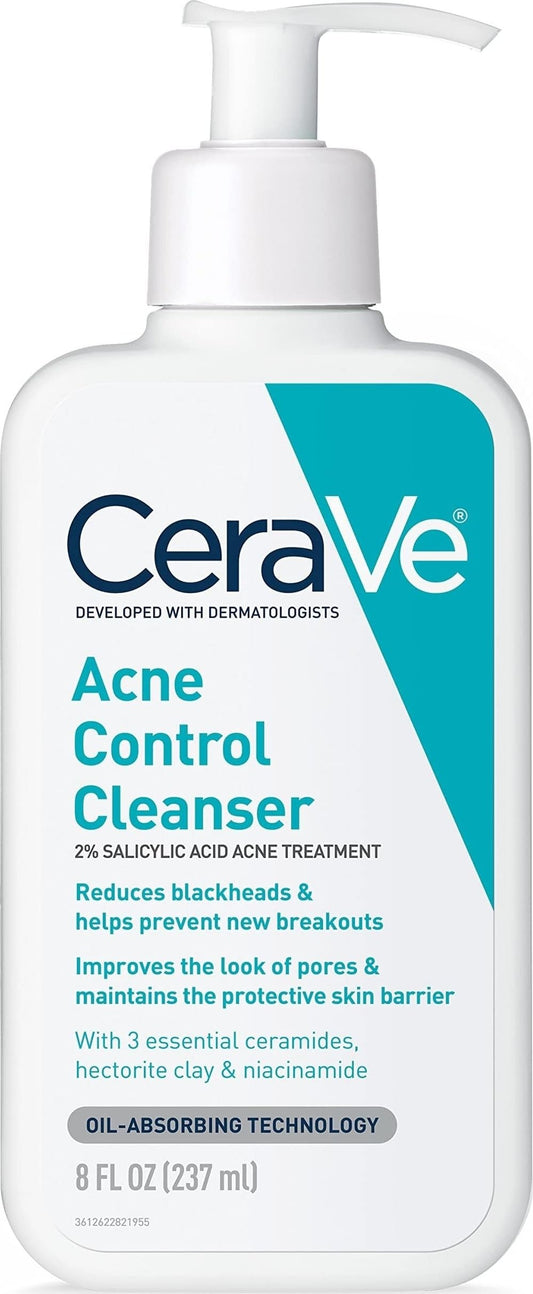 CeraVe Acne Control Cleanser, Face Wash with 2% Salicylic Acid, 8 oz