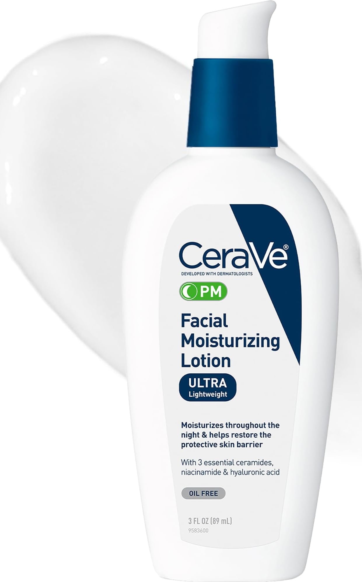 CeraVe PM Facial Moisturizing Lotion, Skin Care for Dry Skin, Oil-Free, 3oz