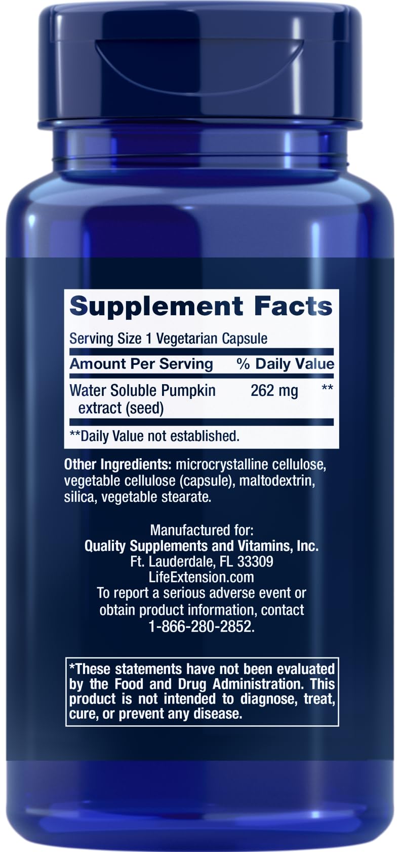 Life Extension Water-Soluble Pumpkin Seed Extract, 60 Vegetarian Capsules (Pack of 2)