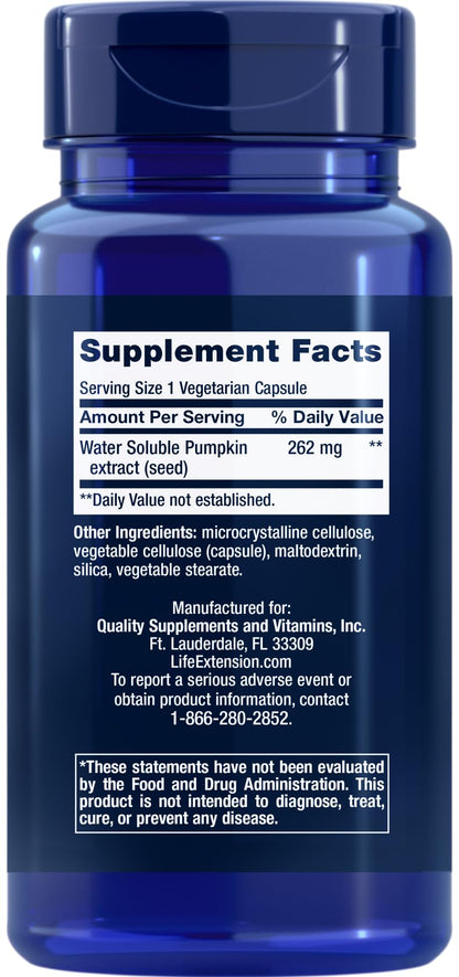 Life Extension Water-Soluble Pumpkin Seed Extract, 60 Vegetarian Capsules (Pack of 2)