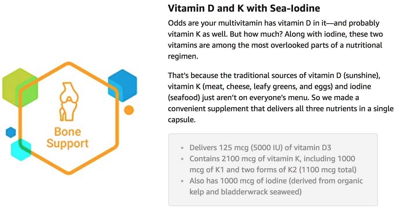 Life Extension Vitamins D and K with Sea-Iodine, 90 Capsules