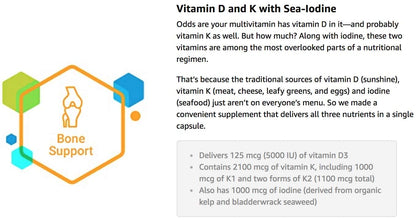 Life Extension Vitamins D and K with Sea-Iodine, 90 Capsules