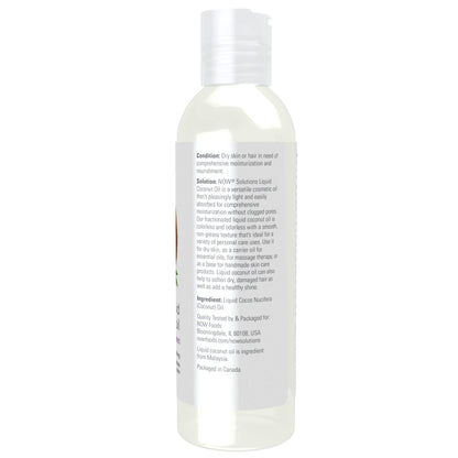 NOW Solutions, Liquid Coconut Oil, Light and Nourishing, Promotes Healthy-Looking Skin and Hair, 4-Ounce (Pack of 2)